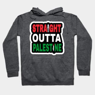 Straight Outta Palestine - Handala and Map - Sticker - Back Hoodie